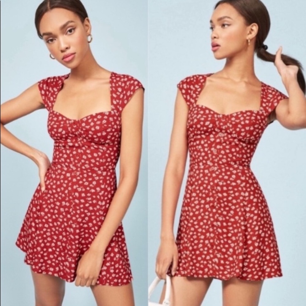 Red reformation mini dress